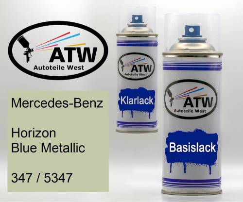 Mercedes-Benz, Horizon Blue Metallic, 347 / 5347: 400ml Sprühdose + 400ml Klarlack - Set, von ATW Autoteile West.